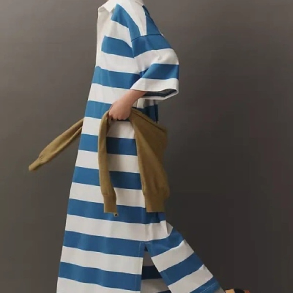 Anthropologie Blue and White Striped Oversized Dress